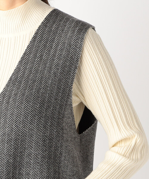 【セール】ヘリンボーン柄ニットワンピース / セットアップ対応（ワンピース）｜COMME CA ISM（コムサイズム）