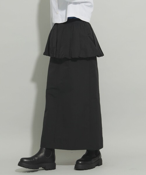 Ray BEAMS（レイビームス）の「ペプラム タイト スカート（スカート・レディース・ベージュ/ブラック・0/1）」の2枚目の写真