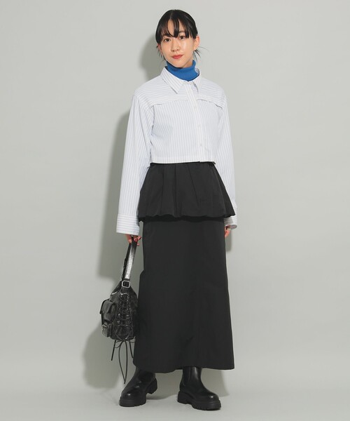 Ray BEAMS（レイビームス）の「ペプラム タイト スカート（スカート・レディース・ベージュ/ブラック・0/1）」の3枚目の写真