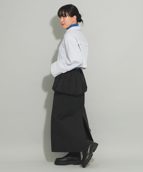 Ray BEAMS（レイビームス）の「ペプラム タイト スカート（スカート・レディース・ベージュ/ブラック・0/1）」の4枚目の写真