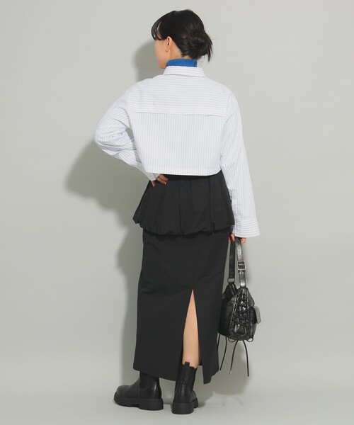 Ray BEAMS（レイビームス）の「ペプラム タイト スカート（スカート・レディース・ベージュ/ブラック・0/1）」の5枚目の写真