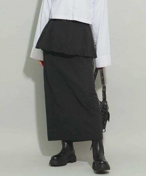 Ray BEAMS（レイビームス）の「ペプラム タイト スカート（スカート・レディース・ベージュ/ブラック・0/1）」の6枚目の写真