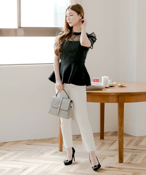 レースドッキング 美くびれニットトップス（ニット/セーター）｜JULIA BOUTIQUE（ジュリアブティック）