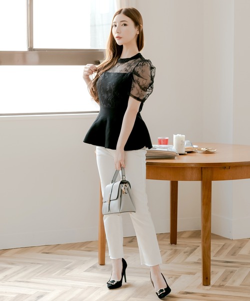 レースドッキング 美くびれニットトップス（ニット/セーター）｜JULIA BOUTIQUE（ジュリアブティック）