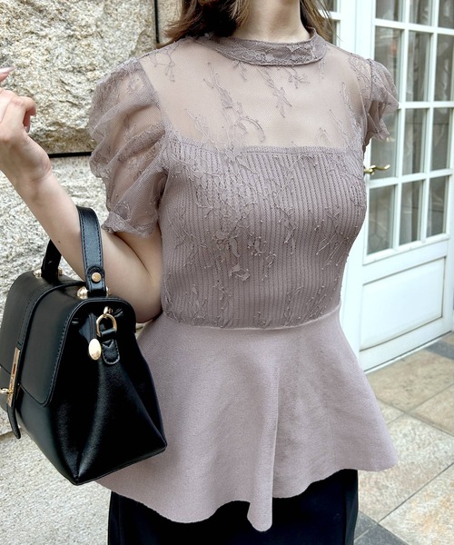 レースドッキング 美くびれニットトップス（ニット/セーター）｜JULIA BOUTIQUE（ジュリアブティック）