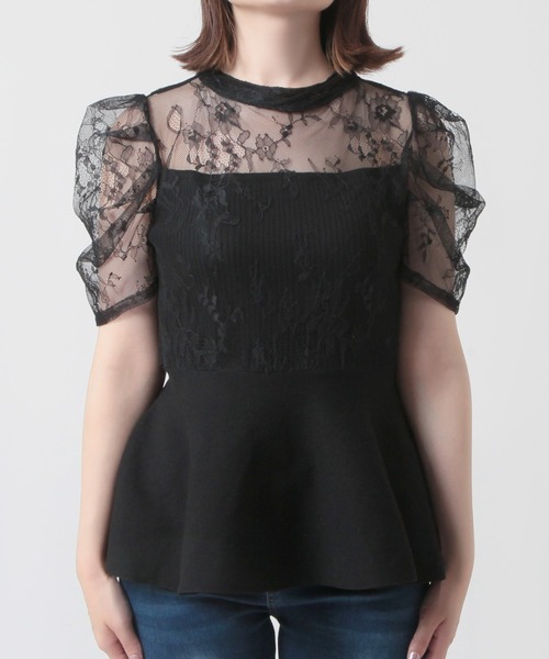 レースドッキング 美くびれニットトップス（ニット/セーター）｜JULIA BOUTIQUE（ジュリアブティック）