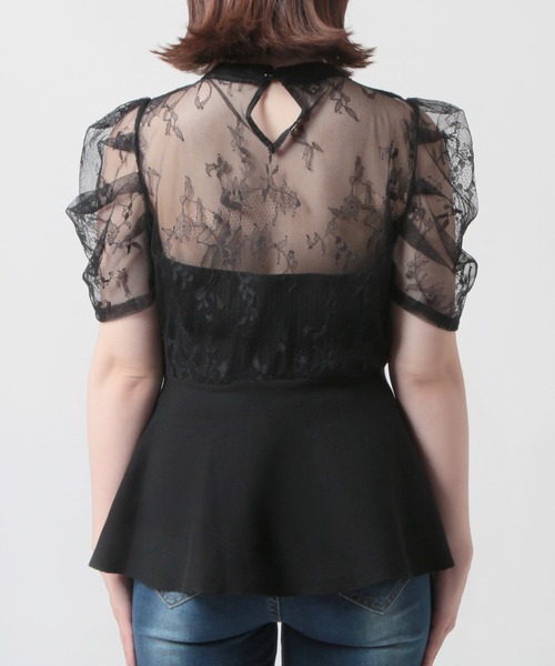 レースドッキング 美くびれニットトップス（ニット/セーター）｜JULIA BOUTIQUE（ジュリアブティック）