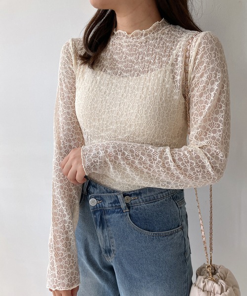 AS KNOW AS plus（アズノゥアズプラス）の「◇アソートシアーハイネックプルオーバー（Tシャツ/カットソー・レディース・グレー系/アイボリー系/ブラック系/シルバー系・FREE）」の3枚目の写真