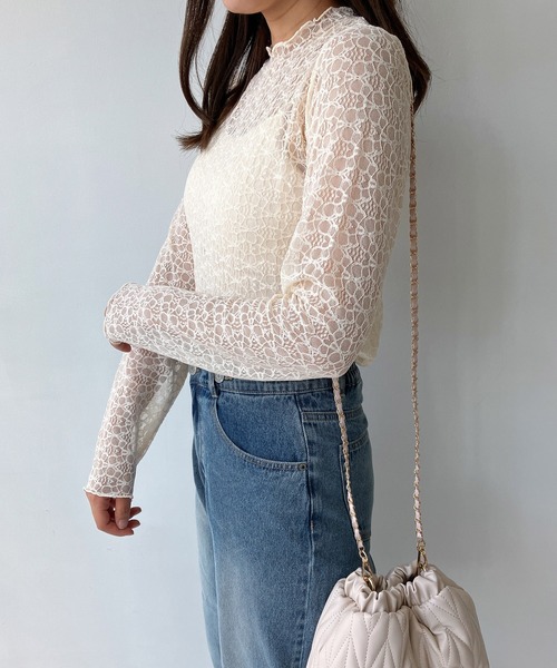 AS KNOW AS plus（アズノゥアズプラス）の「◇アソートシアーハイネックプルオーバー（Tシャツ/カットソー・レディース・グレー系/アイボリー系/ブラック系/シルバー系・FREE）」の7枚目の写真