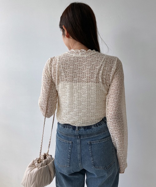 AS KNOW AS plus（アズノゥアズプラス）の「◇アソートシアーハイネックプルオーバー（Tシャツ/カットソー・レディース・グレー系/アイボリー系/ブラック系/シルバー系・FREE）」の8枚目の写真