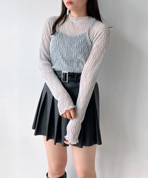 AS KNOW AS plus（アズノゥアズプラス）の「◇アソートシアーハイネックプルオーバー（Tシャツ/カットソー・レディース・グレー系/アイボリー系/ブラック系/シルバー系・FREE）」の18枚目の写真