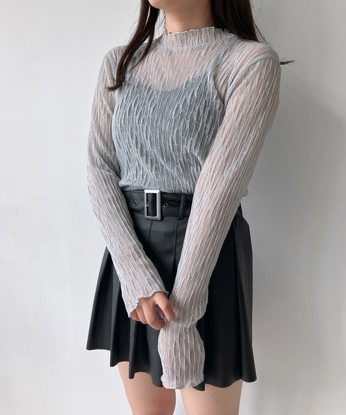 AS KNOW AS plus（アズノゥアズプラス）の「◇アソートシアーハイネックプルオーバー（Tシャツ/カットソー・レディース・グレー系/アイボリー系/ブラック系/シルバー系・FREE）」の19枚目の写真