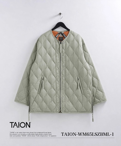 TAION（タイオン）の「【TAION(タイオン)】〈ウィメンズ〉ミリタリー M65 ライナーWジップ ダウンジャケット-ソフトシェル（ダウンジャケット/コート・レディース・オフホワイト/グレイッシュベージュ/ダークネイビー/ダークオリーブ/ブラック/ダークグリーン系/ブラック系6・XL/L/M/S）」の6枚目の写真