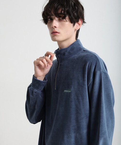 RAGEBLUE(レイジブルー)の「ベロア/ワンポイント刺繍ハーフジップ(スウェット・メンズ・ホワイト/ブラック/ブルー・MEDIUM/LARGE)」の17枚目の写真