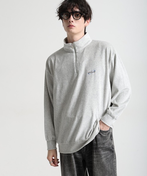 RAGEBLUE(レイジブルー)の「ベロア/ワンポイント刺繍ハーフジップ(スウェット・メンズ・ホワイト/ブラック/ブルー・MEDIUM/LARGE)」の5枚目の写真