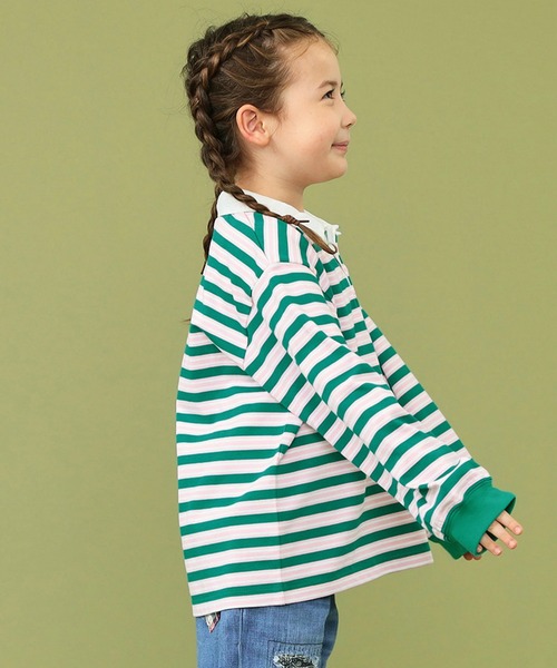 Lee（リー）の「Lee/リー【110-150cm】キッズ ボーダーラガーシャツ（シャツ/ブラウス・キッズ・イエロー/グリーン・120/130/140/150/110）」の9枚目の写真