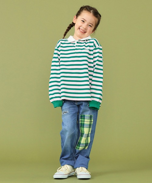 Lee（リー）の「Lee/リー【110-150cm】キッズ ボーダーラガーシャツ（シャツ/ブラウス・キッズ・イエロー/グリーン・120/130/140/150/110）」の12枚目の写真