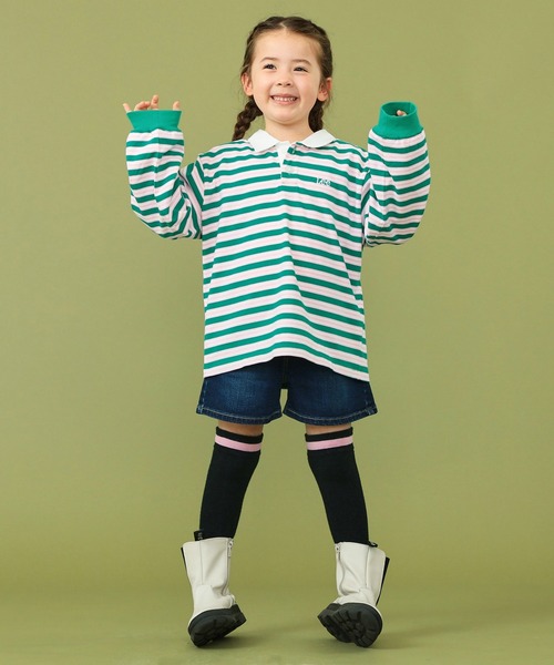 Lee（リー）の「Lee/リー【110-150cm】キッズ ボーダーラガーシャツ（シャツ/ブラウス・キッズ・イエロー/グリーン・120/130/140/150/110）」の4枚目の写真