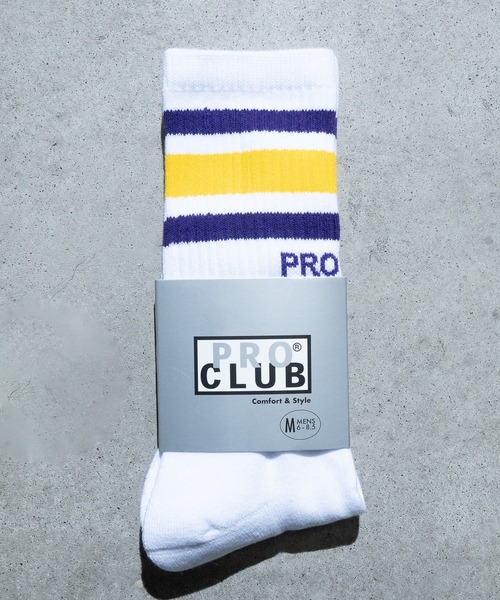 PRO CLUB （プロクラブ）の「【22】〔PRO CLUB/プロクラブ〕STRIPE CREW SOCKS ラインリブ クルーソックス（ソックス/靴下・メンズ・ブルー/ブラック/イエロー/ホワイト/レッド・FREE）」の4枚目の写真