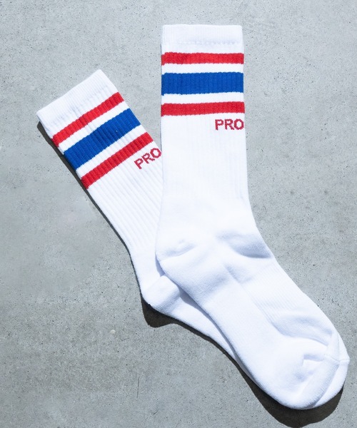 PRO CLUB （プロクラブ）の「【22】〔PRO CLUB/プロクラブ〕STRIPE CREW SOCKS ラインリブ クルーソックス（ソックス/靴下・メンズ・ブルー/ブラック/イエロー/ホワイト/レッド・FREE）」の10枚目の写真