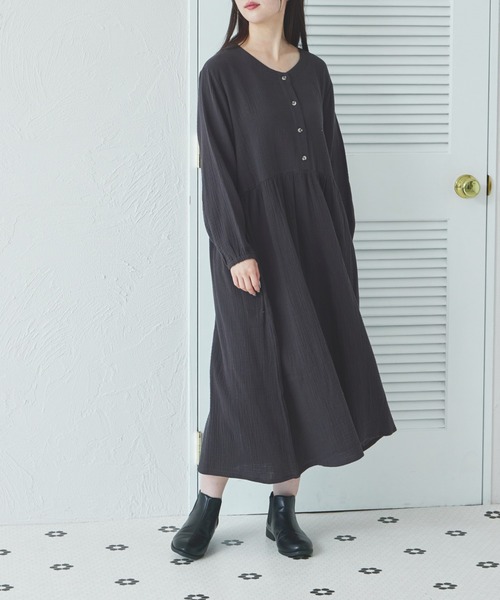 即購入OK♡ マタニティガーゼワンピース ママサイズ】ダブルガーゼ マタニティワンピース（ワンピース