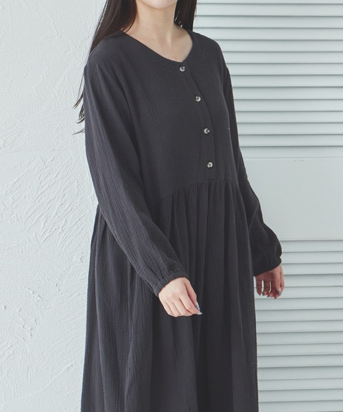 pairmanon(ペアマノン)の「【ママサイズ】ダブルガーゼ マタニティワンピース(ワンピース・レディース・チャコールグレー/ブルー/ベージュ/ダークブルー・FREE)」の8枚目の写真