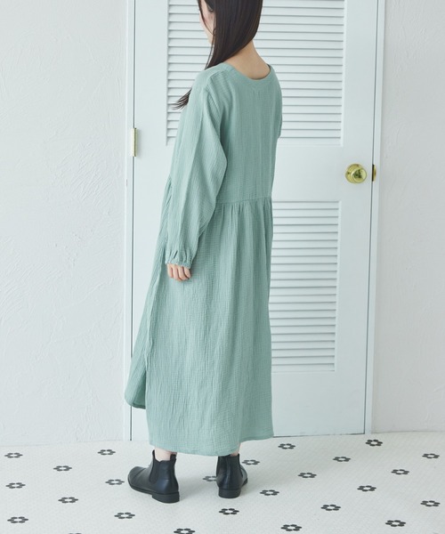 【ジェラートピケ】マタニティガーゼワンピース　ミント ガーゼマタニティドレス ミント マタニティガーゼワンピース