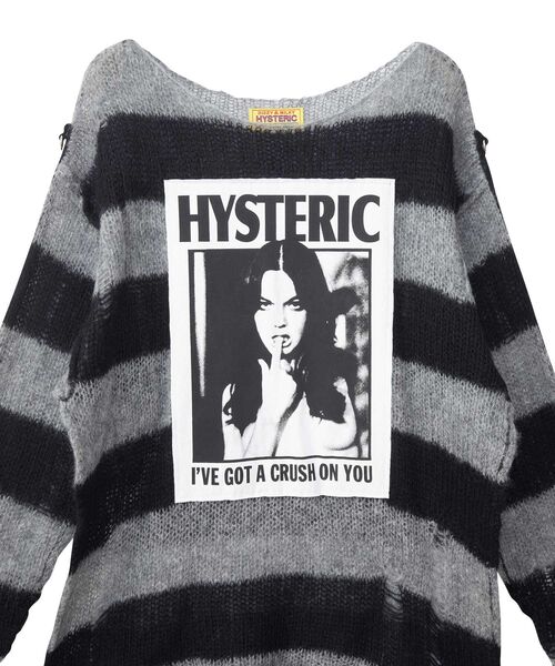 新作☆ヒステリックグラマー☆ クラッシュボーダーセーター HYSTERIC GLAMOUR（ヒステリックグラマー）の「CRUSH ON YOU