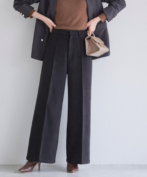 セール】カット起毛ピンタックワイドパンツ（その他パンツ）｜Pierrot