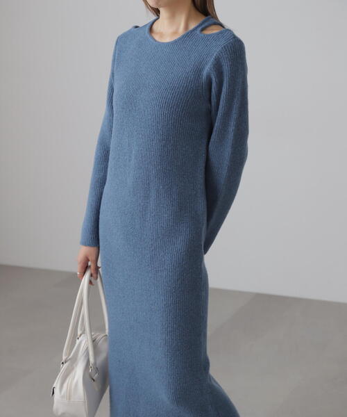 FREE'S MART（フリーズマート）の「◆カットアウトニットマキシワンピース（ワンピース・レディース・ブラック/ブルー/グレー・FREE）」の8枚目の写真