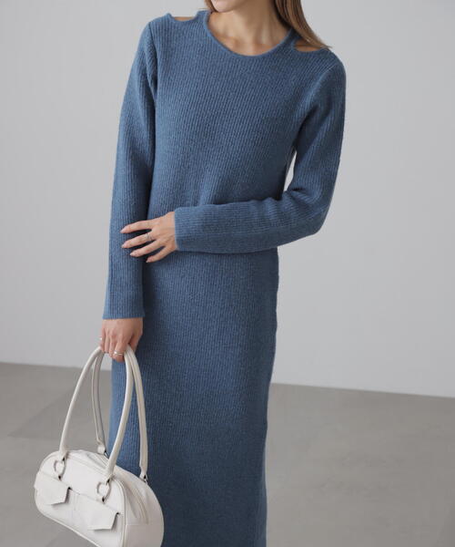 FREE'S MART（フリーズマート）の「◆カットアウトニットマキシワンピース（ワンピース・レディース・ブラック/ブルー/グレー・FREE）」の9枚目の写真