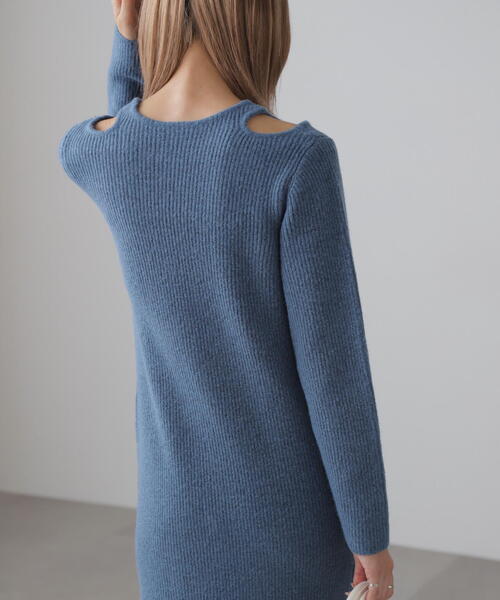 FREE'S MART（フリーズマート）の「◆カットアウトニットマキシワンピース（ワンピース・レディース・ブラック/ブルー/グレー・FREE）」の12枚目の写真