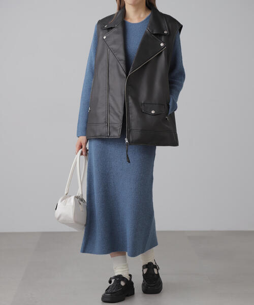 FREE'S MART（フリーズマート）の「◆カットアウトニットマキシワンピース（ワンピース・レディース・ブラック/ブルー/グレー・FREE）」の15枚目の写真