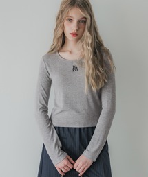 ミニ刺繍ロゴ リブトップス