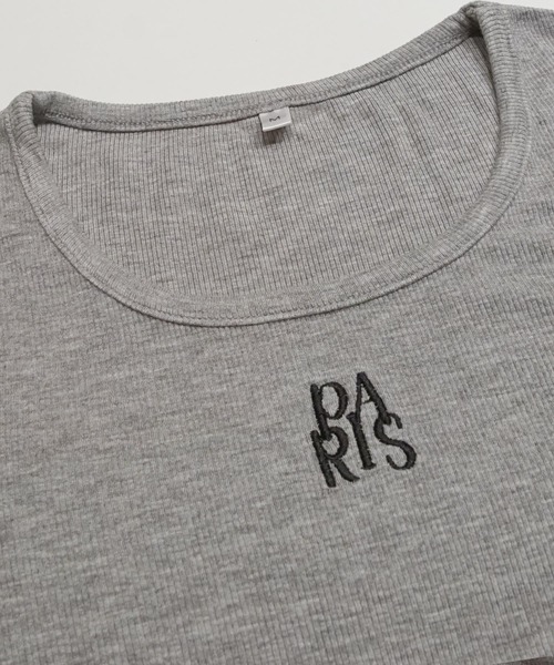 coca(coca)(コカ)の「ミニ刺繍ロゴ リブトップス(Tシャツ/カットソー・レディース・グレー/ネイビー・S/L/M)」の4枚目の写真