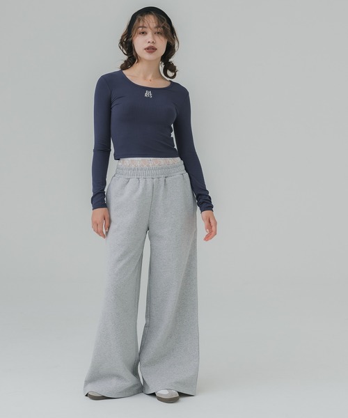 coca(coca)(コカ)の「ミニ刺繍ロゴ リブトップス(Tシャツ/カットソー・レディース・グレー/ネイビー・S/L/M)」の9枚目の写真