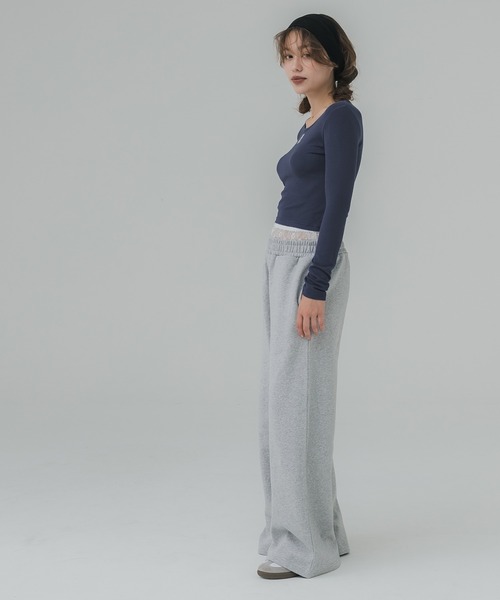 coca(coca)(コカ)の「ミニ刺繍ロゴ リブトップス(Tシャツ/カットソー・レディース・グレー/ネイビー・S/L/M)」の11枚目の写真