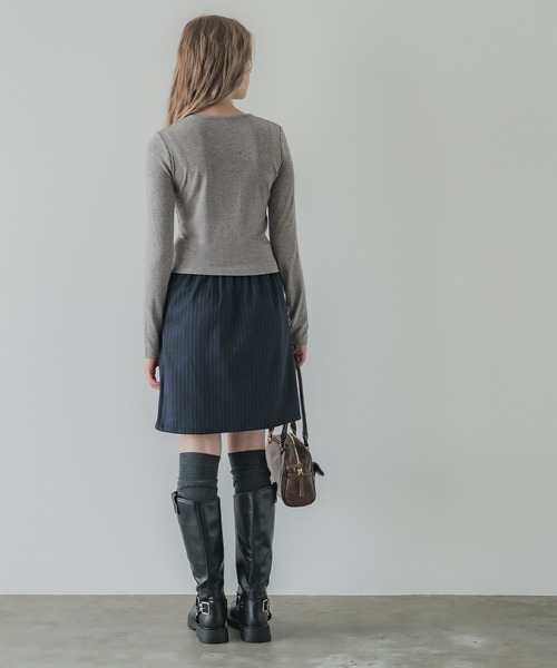 coca(coca)(コカ)の「ミニ刺繍ロゴ リブトップス(Tシャツ/カットソー・レディース・グレー/ネイビー・S/L/M)」の8枚目の写真