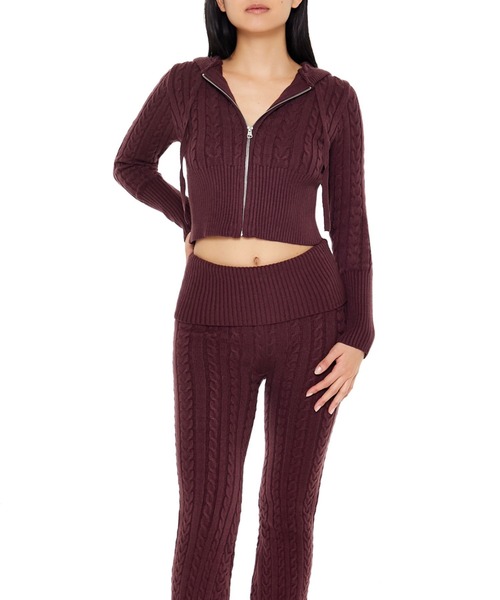 FOREVER 21（フォーエバー トゥエンティーワン）の「ショートケーブルニットパーカー（パーカー・レディース・グレー系その他7/ブラック/バーガンディー・LARGE/MEDIUM/SMALL）」の13枚目の写真