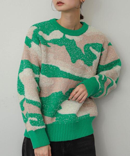 SENSE OF PLACE by URBAN RESEARCH（センスオブプレイスバイアーバンリサーチ）の「ニュアンスパターンラメセーター（ニット/セーター・レディース・ホワイト系その他/グリーン系その他/グレー系その他/ピンク系その他・ONE）」の3枚目の写真