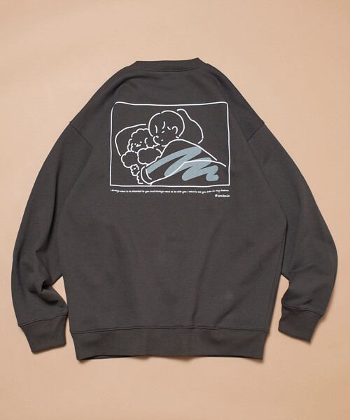 FREAK'S STORE（フリークスストア）の「tombonia/トムボニア Sleep with Muck バックプリント クルーネック スウェット（スウェット・メンズ・グレー/オリーブ/チャコールグレー/ネイビー・MEDIUM/LARGE/SMALL）」の8枚目の写真