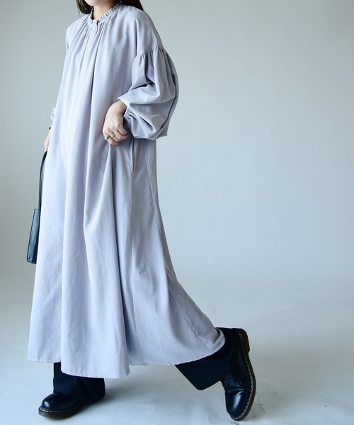 コーデュロイフリルギャザーシャツワンピース（シャツワンピース