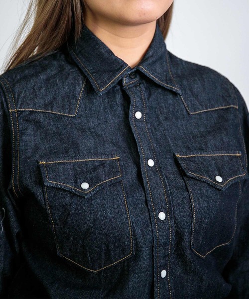 D.M.G.（ドミンゴ）の「[D.M.G / ディーエムジー] 6ozデニム ウエスタンシャツ（シャツ/ブラウス・レディース・ワンウォッシュ・3/2）」の9枚目の写真