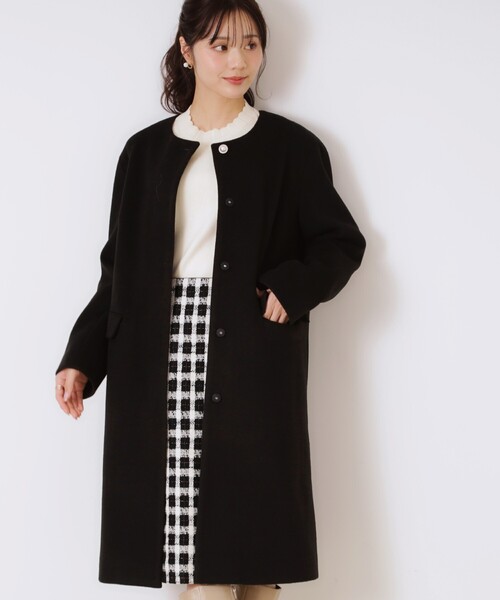 couture brooch（クチュールブローチ）の「◆【プチプラ・華やかさを高める】ビジュー釦ロングコート（ノーカラーコート・レディース・ライトベージュ/ブラック/ライトグレー・40/38/36/42）」の17枚目の写真