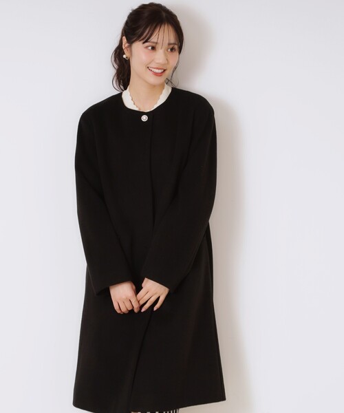 セール】【プチプラ・華やかさを高める】ビジュー釦ロングコート（ノー