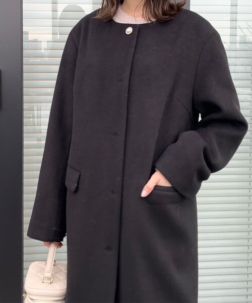 ヴィンテージ　コート　ビジュー セール】【プチプラ・華やかさを高める】ビジュー釦ロングコート（ノー