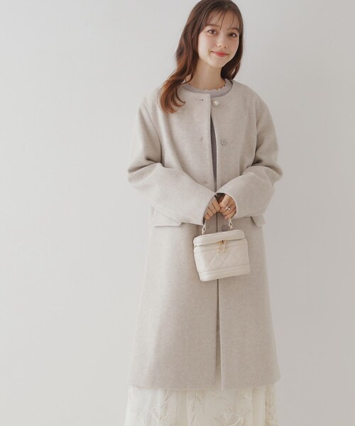 セール】【プチプラ・華やかさを高める】ビジュー釦ロングコート（ノー