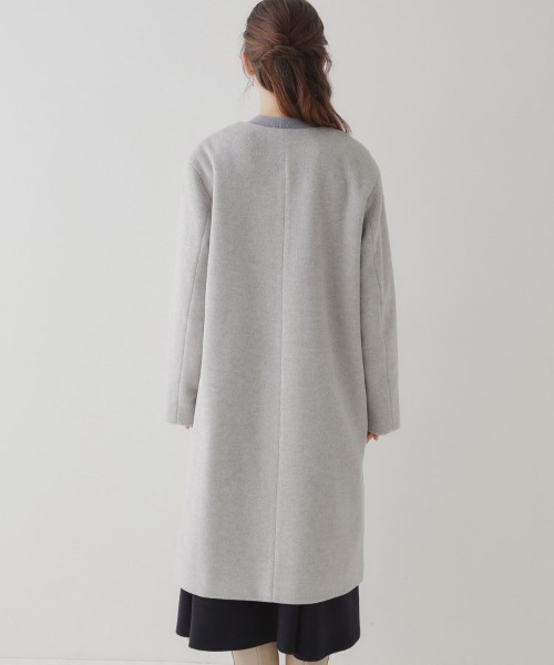 セール】【プチプラ・華やかさを高める】ビジュー釦ロングコート（ノー