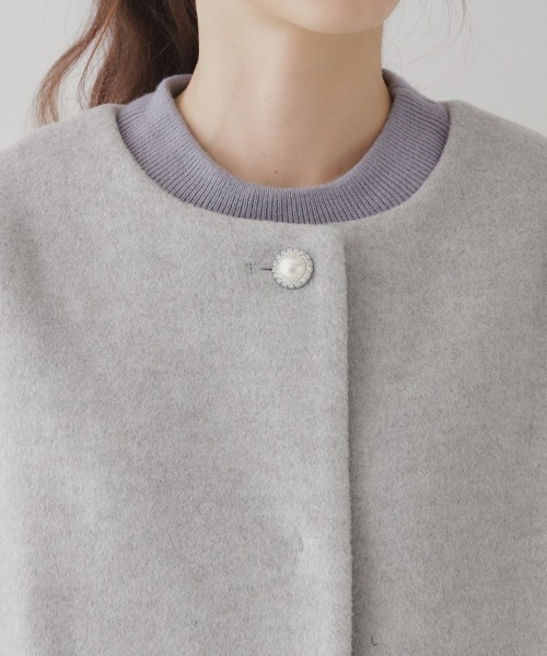 couture brooch（クチュールブローチ）の「◆【プチプラ・華やかさを高める】ビジュー釦ロングコート（ノーカラーコート・レディース・ライトベージュ/ブラック/ライトグレー・40/38/36/42）」の6枚目の写真