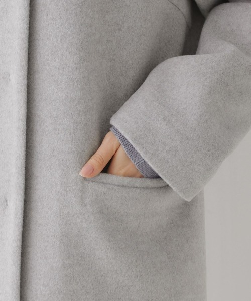 couture brooch（クチュールブローチ）の「◆【プチプラ・華やかさを高める】ビジュー釦ロングコート（ノーカラーコート・レディース・ライトベージュ/ブラック/ライトグレー・40/38/36/42）」の8枚目の写真